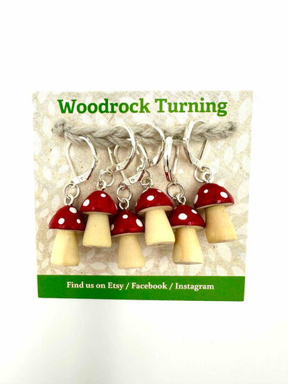 Woodrock Turning Mushroom Stitch Markers 6 pk