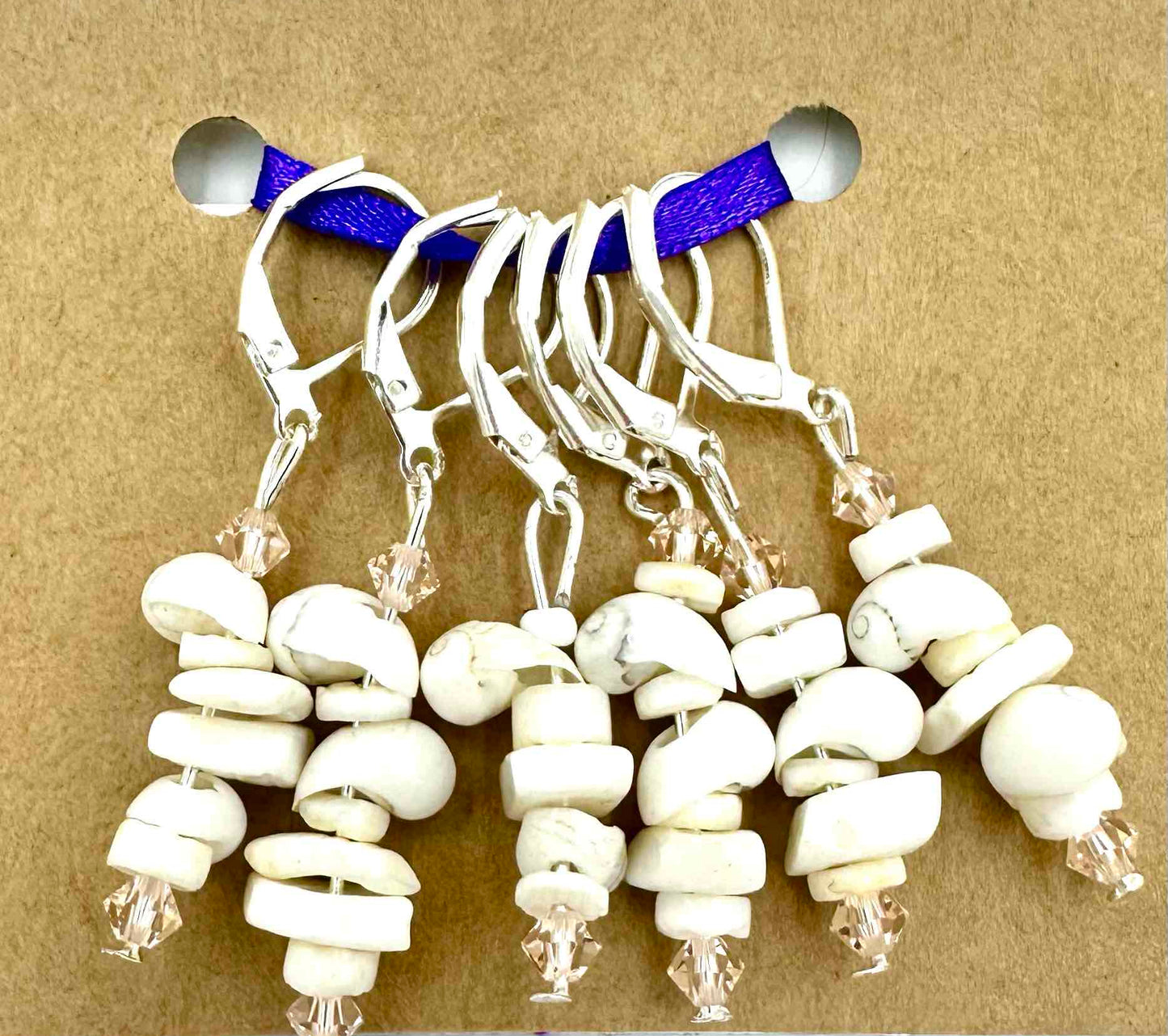 Shell and Crystal Stitch Markers 6pk