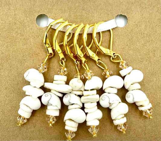 Shell and Crystal Stitch Markers 6pk