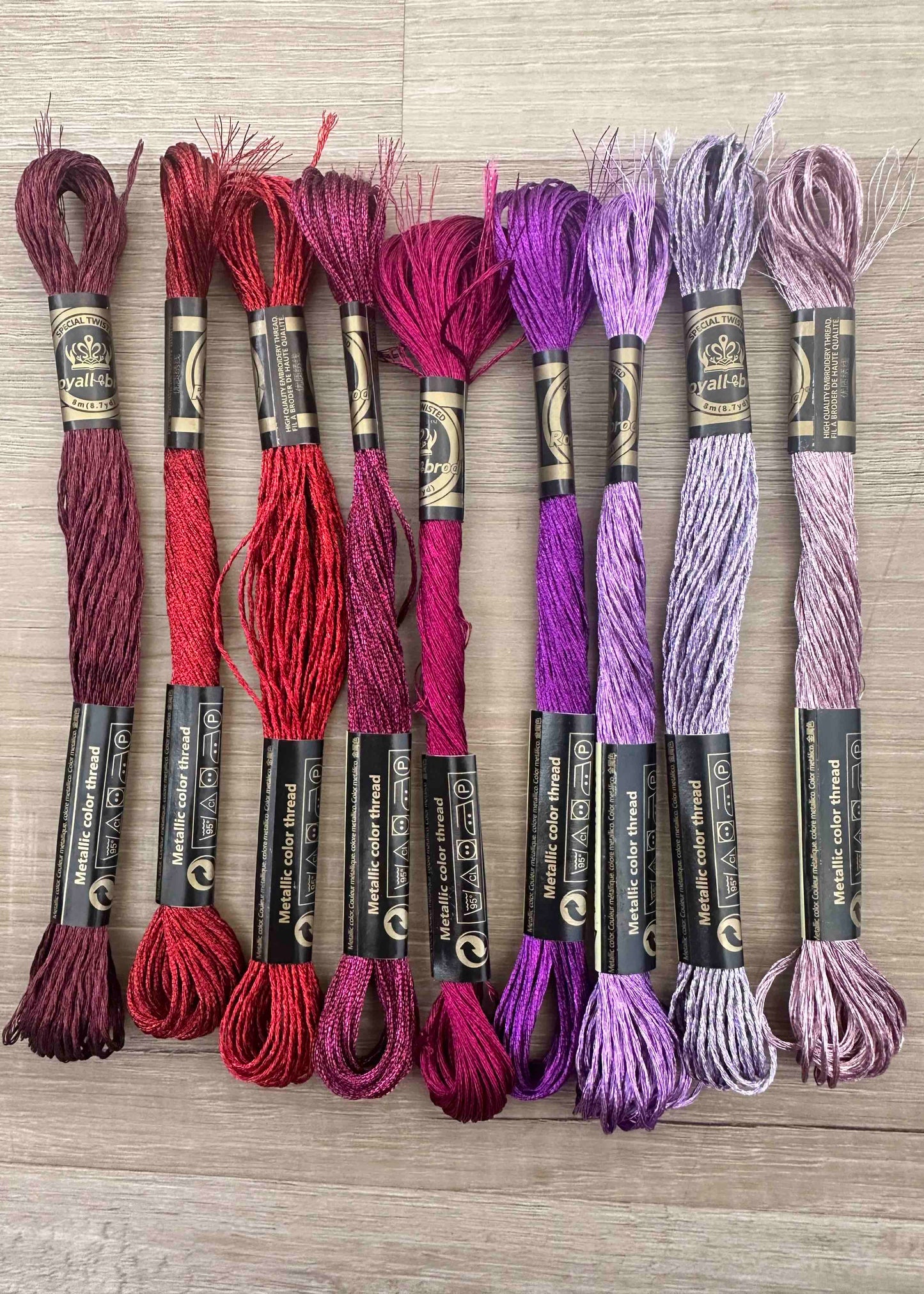Metallic Embroidery Floss Red Tones