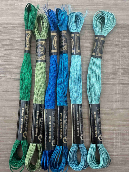 Metallic Embroidery Floss Blue Green