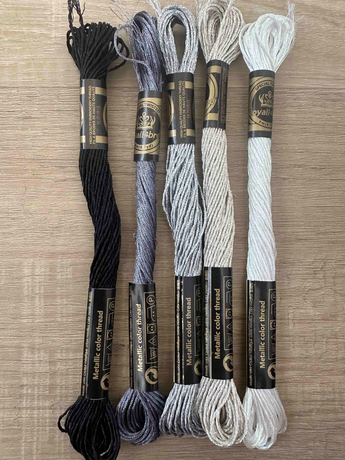 Metallic Embroidery Floss Black and White